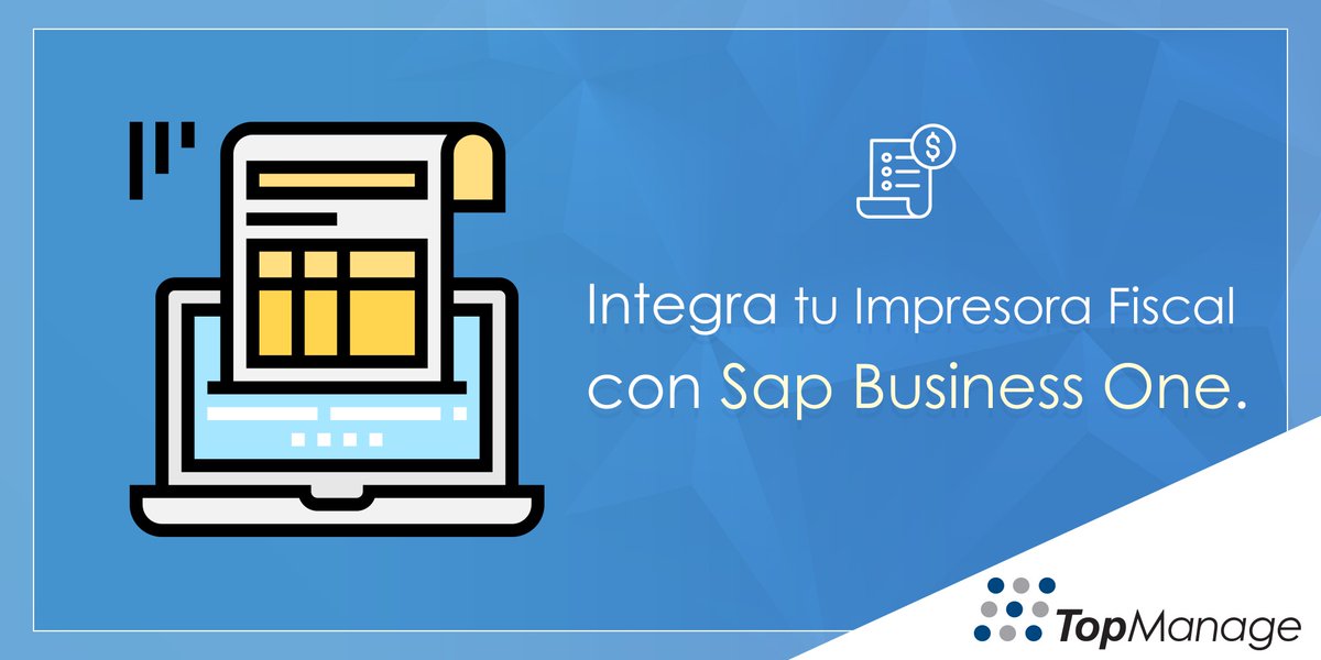 TopManageSAP's tweet photo. Gracias a formatos creados en SAP Business One el usuario puede evitar duplicar la información y con un click hacer la impresión de facturas.
La integración de tu impresora fiscal permite tener simultáneamente movimiento, creación e impresión de tus facturas dentro del sistema. https://t.co/0lzX9GpD5Q