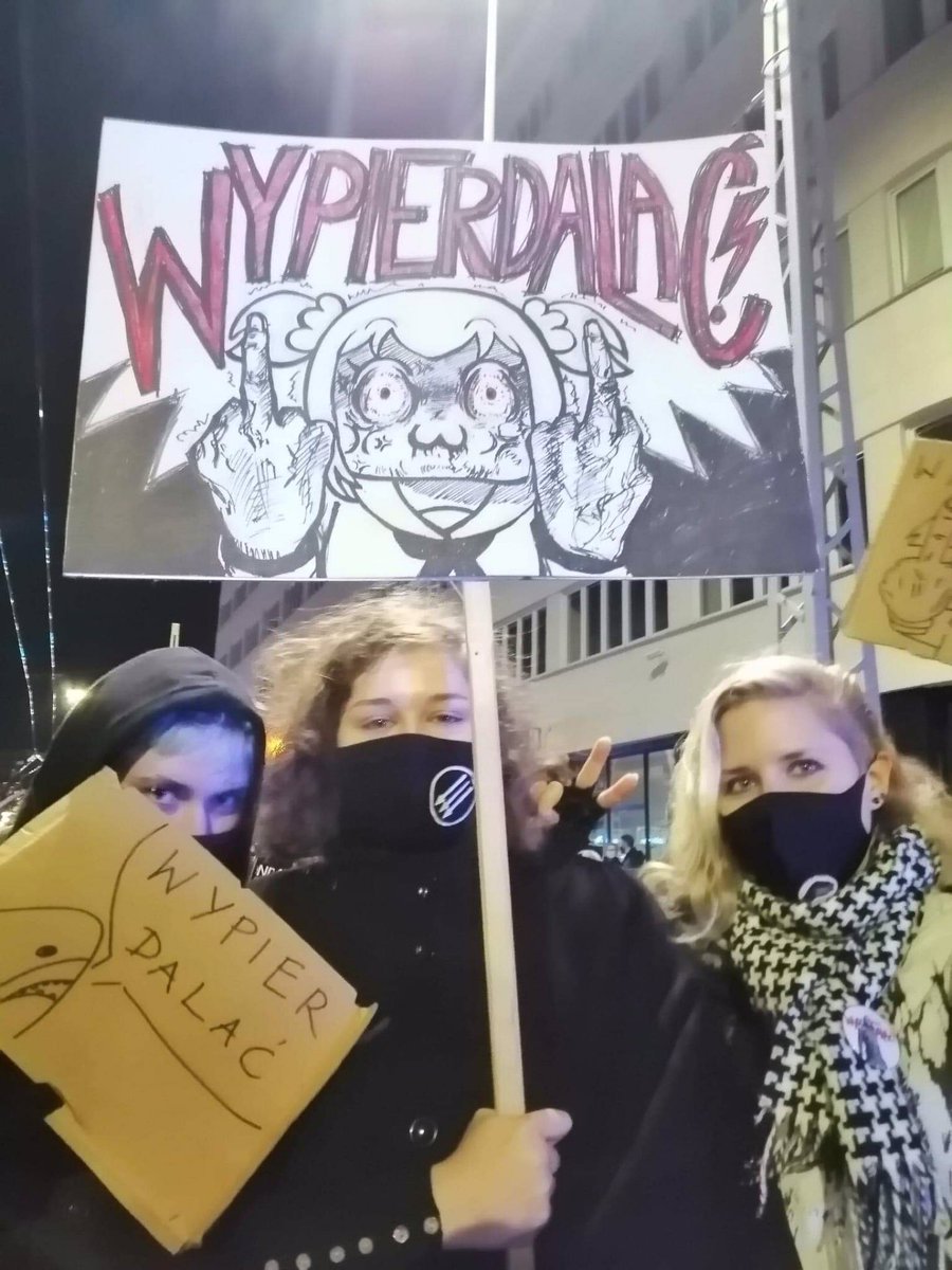majikyara's tweet photo. still in love with this banner by @TheOstrzest 

#StrajkKobiet #wypierdalać https://t.co/O8U1CbtHpt