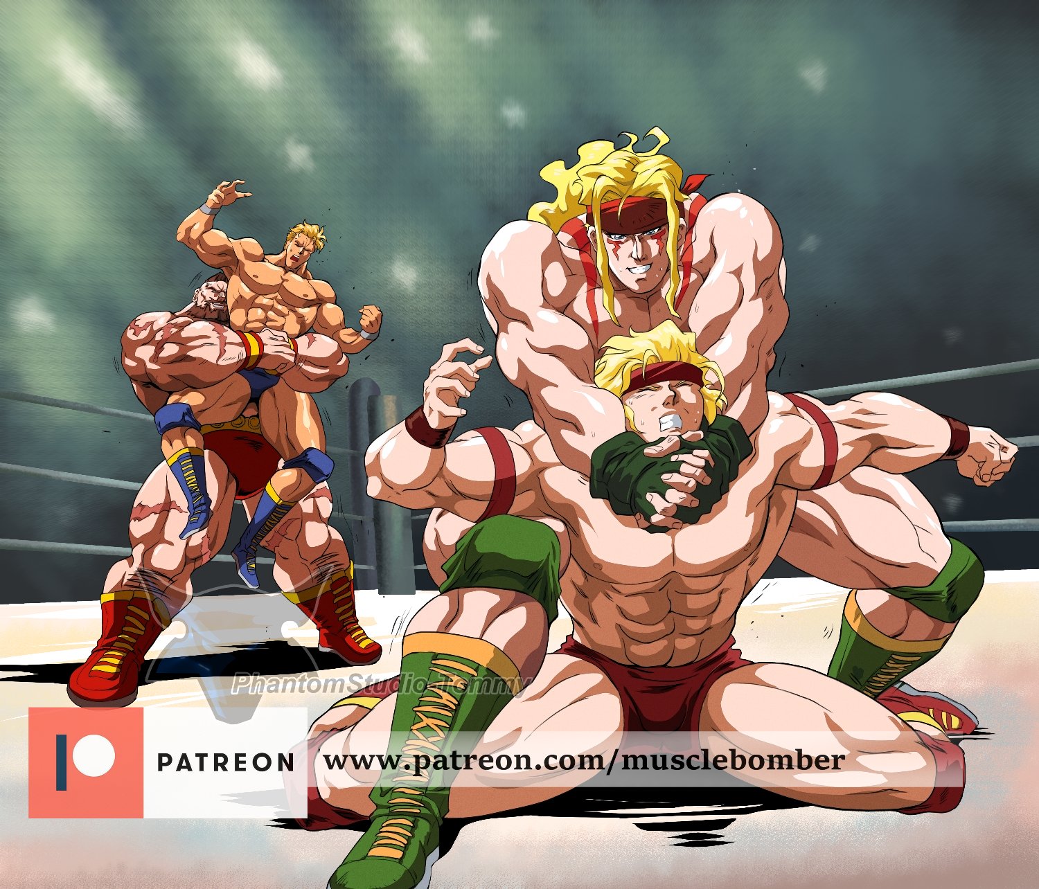 Zangief flexing his muscles in the ring