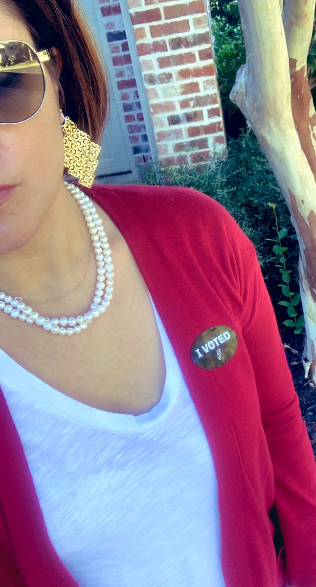I wore my pearls for RBG, my Aviators for @JoeBiden, and my Chucks for @KamalaHarris, and drove all the way across town for the best “I Voted” sticker in SATX. #IVoted #SATX #MakeAPlanToVote