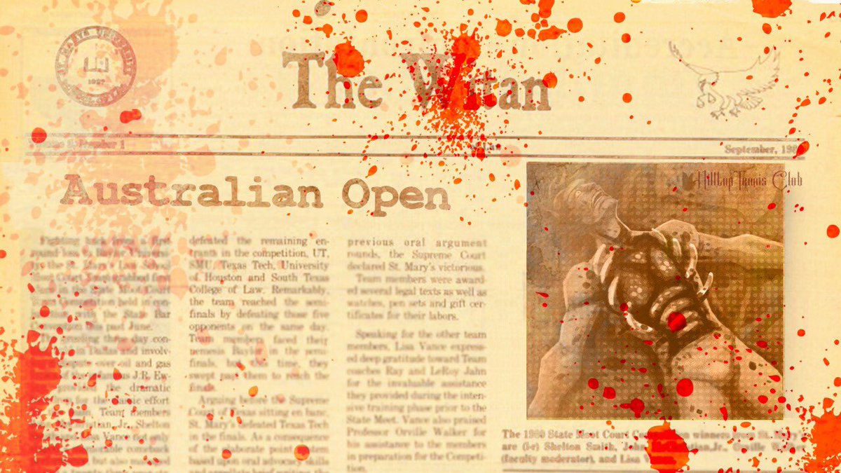 Case80s's tweet photo. 🩸🎾 WIP from Bloody Service.

🖋 There's an Australian character in the game who's the main actor of a movie called Crocodile Dandy (slightly different title from the 86s classic). He dies in some sort of inverse and gruesome blood eagle.

Wishlist: https://t.co/LaHVdYtKJK https://t.co/2MoaryWs5K