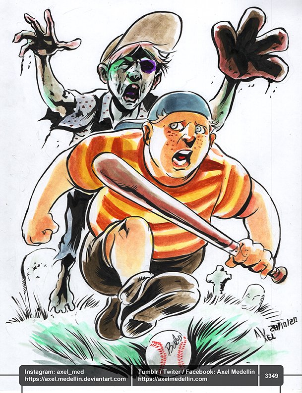 AxelMedellin's tweet photo. #dailysketch 3349 #garabato 3349 #drawlloween #day28 #graveyard in the #playground #90smovies #thesandlot #sports #baseball #youarekillingmesmalls #zombie #hamiltonporter #scottsmalls #ink #october #traditionalart https://t.co/J1xmzKDjtx