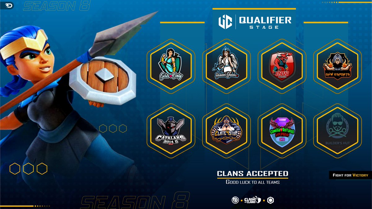 🏆 QUALIFIER STAGE - SEASON 8 🏆

Also, we would like to welcome the last 8 clans announced today 🥳🎉 Good luck in the qualifier wars 🤩 Tomorrow we will announce the last 16 clans that will participate in the Qualifier Stage 😎

#FightForVictory 💪🏽🔥