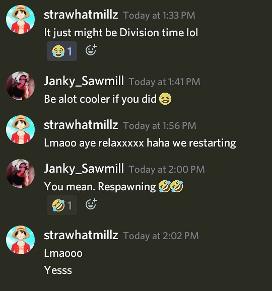 Some gaming humor 
#dontdeleteme 😅 
Welp! 😭🤣🤣😫🤓 Does this mean I'm an official gamer girl now? 😅🤦‍♀️🎮♥️

#discordconversation #strawhatcrew #gaming #twitchaffiliate #division2 #respawngames