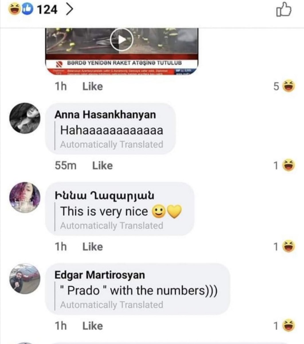 narsyeva's tweet photo. The video about killed civilians  including children in Barda today and a*menians find it funny to laugh at. I have no words! #peace ? ☀️🕊 https://t.co/OnWhDcAm29