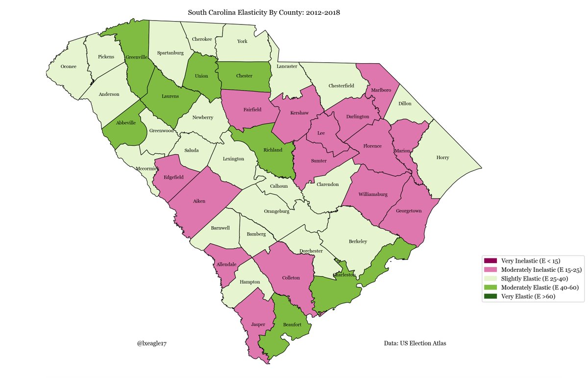 Something  @EScrimshaw pointed out in his excellent column at  @LeanTossup: I had been hyper-focused on Charleston in my analysis on South Carolina. But honestly, hop over to the northwest of the state & you see Greenville as an area of trouble for Graham. https://leantossup.ca/south-carolina-senate-wither-lindsey-graham/