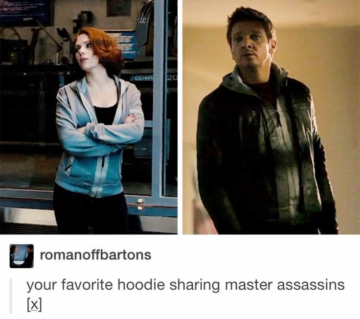 [She steals his hoodies]