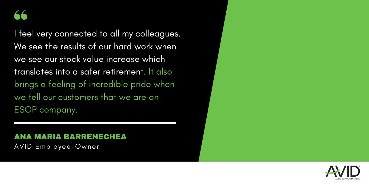 AVIDProductsInc's tweet photo. A question that comes up a lot when we say we are an employee-owned company is what makes the company culture different? Let one of our employee-owners explain.
#ESOPtober #EOMESOP #EmployeeOwned #ESOP #EmployeeOwnershipMonth #EOM2020 https://t.co/BhzejLPj1v