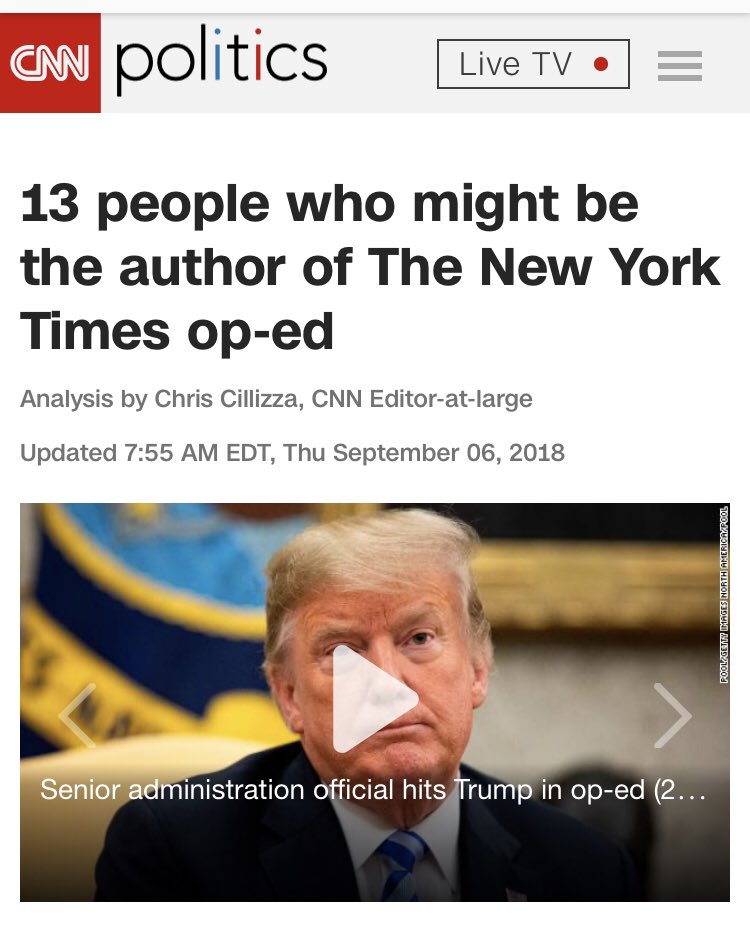 In particular,  @CillizzaCNN went all in. Among the 13 people he speculated, none was less consequential than Fiona Hill. He had both VP Pence and the First Lady (??) on the list. Right.