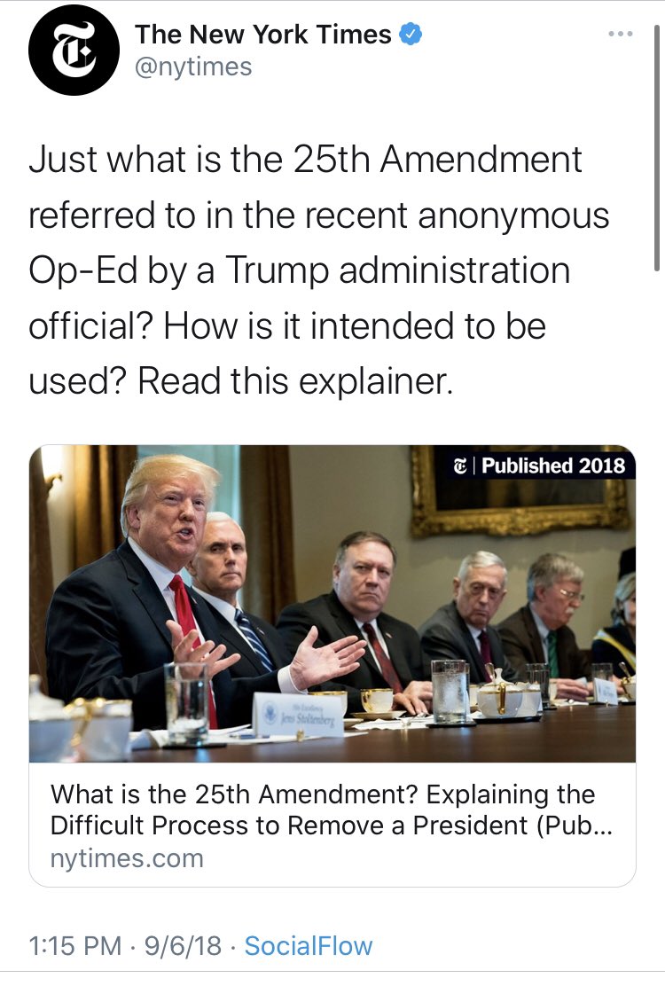 You may‘ve forgotten the “invoke the 25th amendment” news cycle we had around this one. Here’s  @MSNBC,  @DickDurbin,  @nytimes again and  @YahooNews to refresh your recollection.