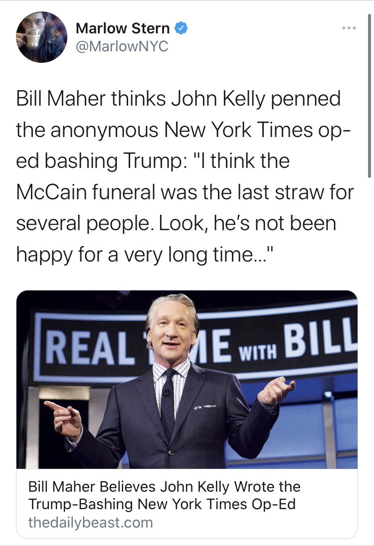  @billmaher alleged that it was John Kelly.