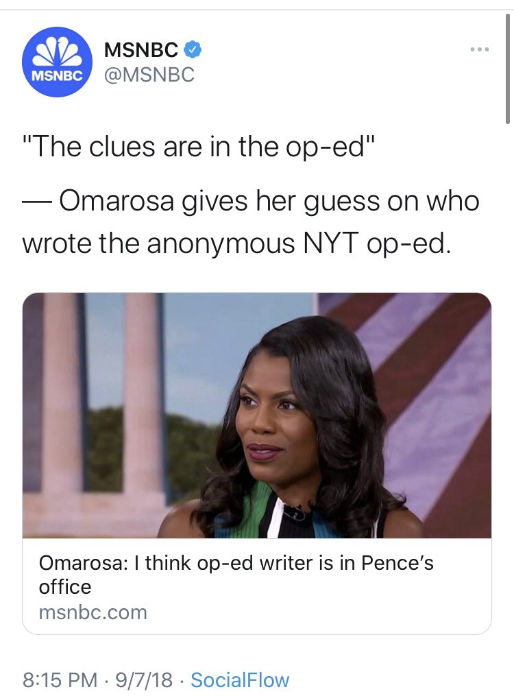 Remember  @OMAROSA? Her guess was Pence’s chief of staff.