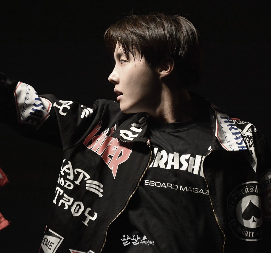 Hoseok in Thrasher a punk-skater music magazine and brand founded in 1981 