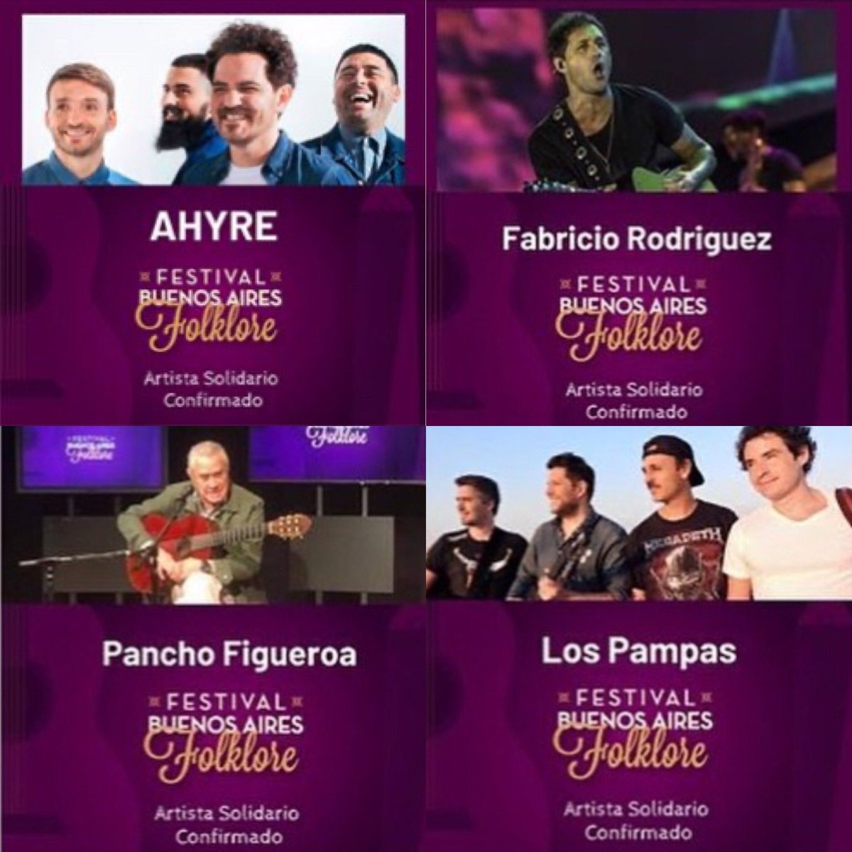 Lospampasok's tweet photo. Se viene #festivalbuenosairesfolklore @ahyremusica @Fabri_Rodriguez @panchofigueOK @sanjavierok @IndioLucioRojas @CeiboOficialOK @PieroCantautor @lacantadajujuy @NGarnica_Violin @FlorPazOficial @loscarabajal @LosChaza @LeandroLovato_ @MileSalamanca https://t.co/nglqRg4Q3V