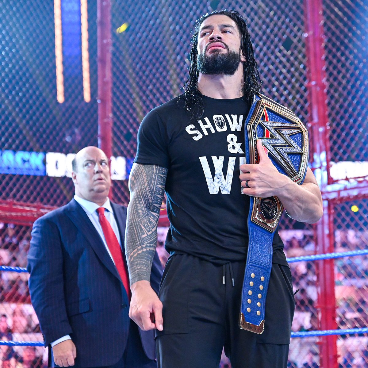 RomanReignNet's tweet photo. If you disrespect the Head of the Table ... then you shouldn’t have a place at HIS table. 
Actions have consequences and I will make you understand. #HIAC #SmackDown https://t.co/MkZhsVKPtf