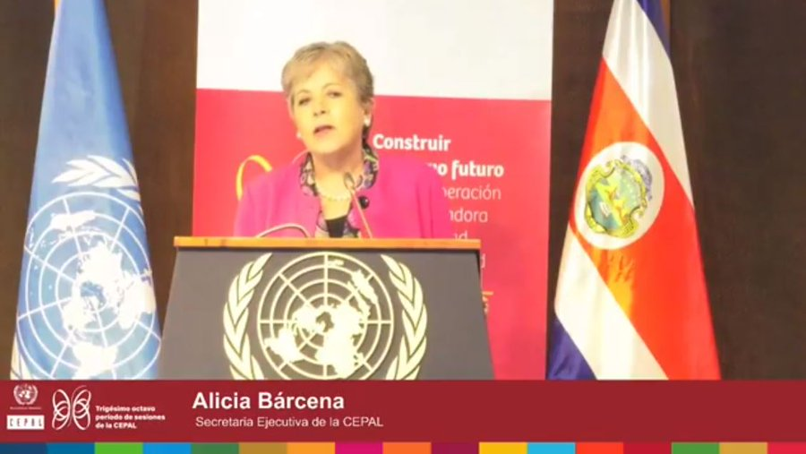 eclac_un's tweet photo. #ECLAC's proposal for the response to #COVID19, which includes a basic digital basket, an emergency basic income, bonds against #hunger and measures to protect SMEs, remain in force: @aliciabarcena #ECLACSession2020 https://t.co/6sgWpMIetu
