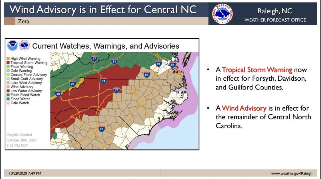 AFCDad's tweet photo. Of course western NC and southern Va would have a tropical storm warning from a landfalling storm in Louisiana. Because 2020 keeps on giving. #Because2020 #ncwx #vawx #lawx #zeta #wxgeek #enoughalready #gohome2020 https://t.co/7MH2lNYWki