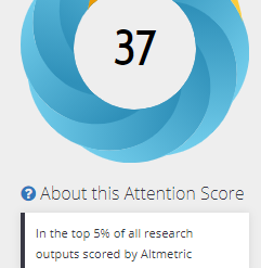 Are you using  @altmetric to show impact? Did you know that a score as low as 37 can put you in the top 5%-simply because the large majority of research papers receives no attention at all! Avoid "in the top 5% of all research outputs" in grants/promotion etc applications. THREAD: