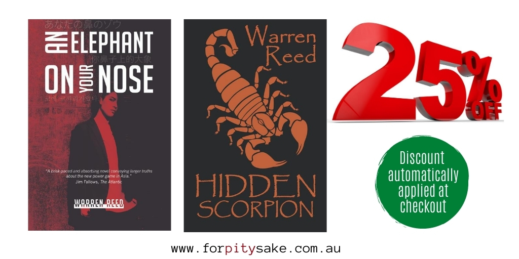 For_Pity_Sake's tweet photo. Our resident #spythriller #author #WarrenReed had his article on #WitnessK published in @OnLineOpinion yesterday. https://t.co/a57ucN2nhu. An interesting read. https://t.co/3tdVFPWKNW