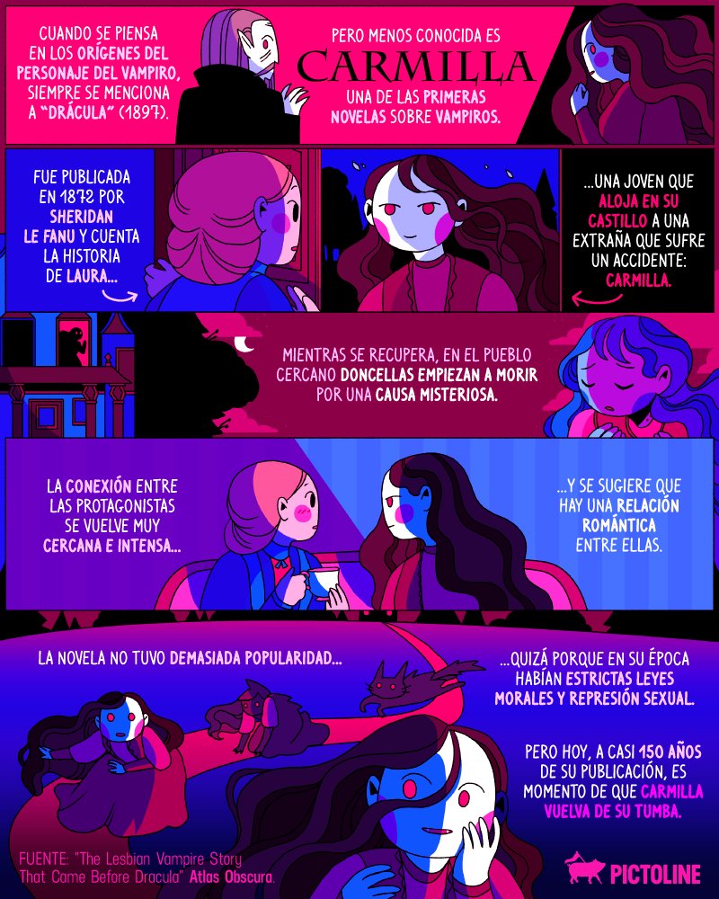 pictoline's tweet photo. La poco conocida historia de la primera vampira en la literatura: Carmilla 🧛‍♀️🖤 https://t.co/EMF4kEbNzj