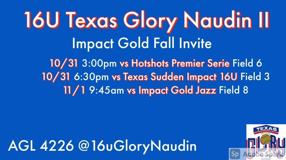 _kayleighhsmith's tweet photo. Ready to go again this weekend!! Games will be @ Imperial Park in Sugar Land #TXGlory #BetterCallEd #Uncommitted #WeCompete https://t.co/pguDgkoW4n