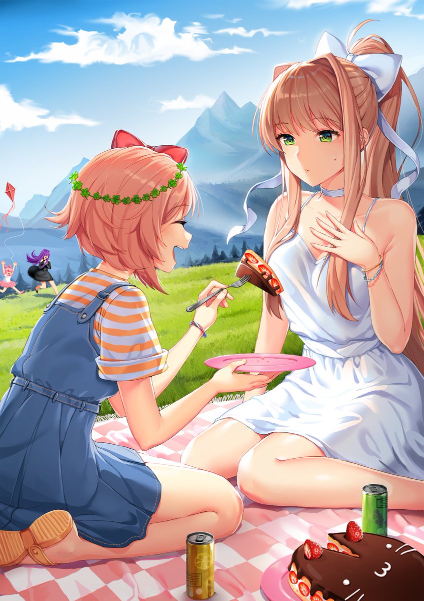 THROWBACK! i'm missing my friends extra today~ did i ever show you this picnic we did??  🌄 look at yuri helping natsuki bake!!! even though sayori was a little too excited for me to try it 😅🍰 can't wait till we can get together againnnn 💞💞💗 #ThrowbackThursday