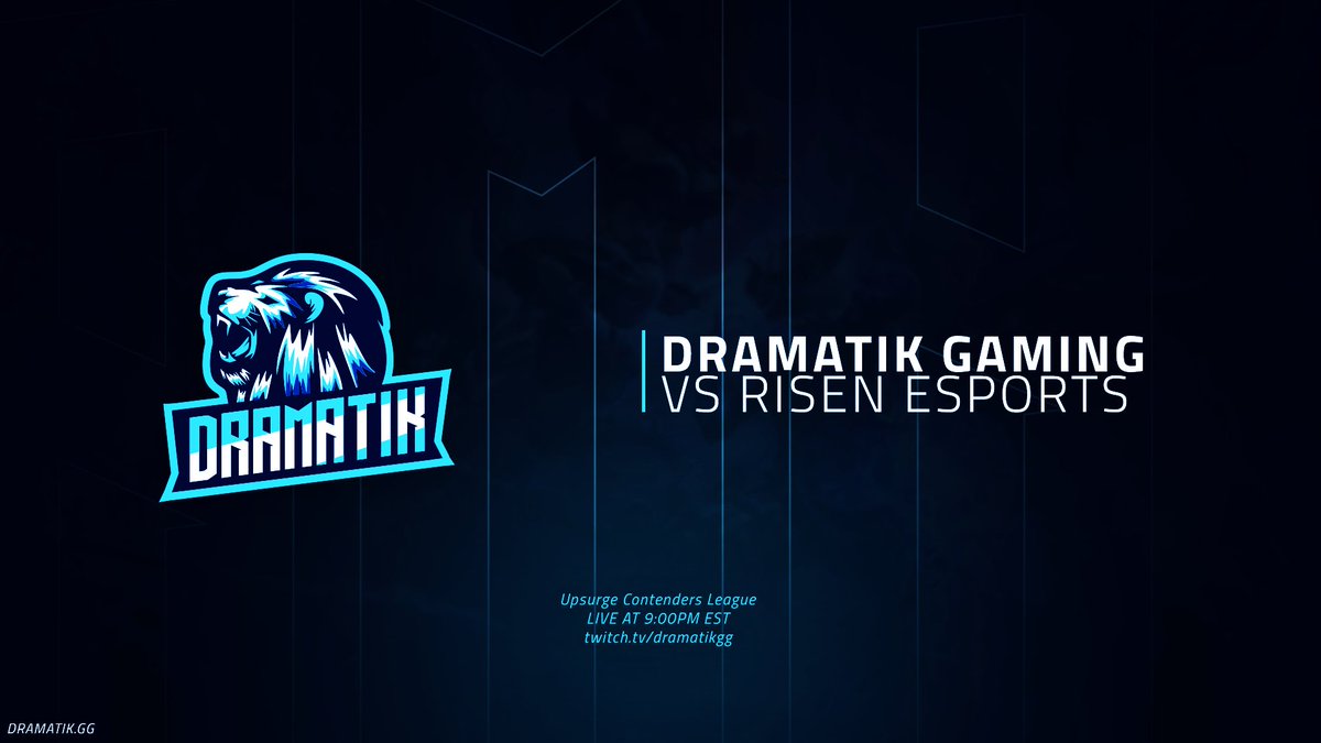Dramatikgg's tweet photo. We'll be going live at 9:00PM EST with our UCL match today against @RisenEsportsNA - make sure to tune into our stream at https://t.co/qVpaRQFpSY 

#DRMTKWIN🦁 https://t.co/Kllqp7C1ao
