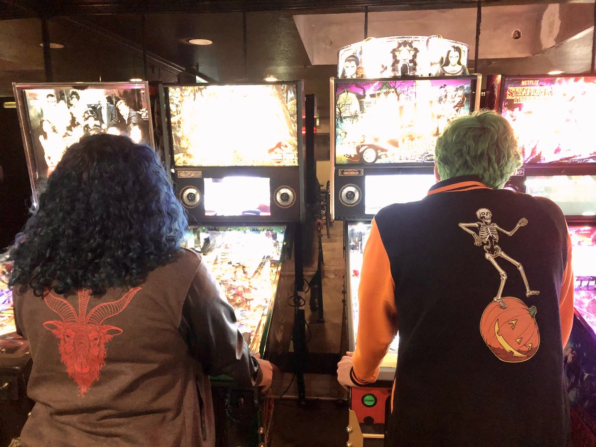 laser_party's tweet photo. Trick or Treat yourself to a Halloween Forever letterman jacket. Next ten orders (jackets or shirts!) come with a free party skull enamel pin! https://t.co/pHTbkk6smX https://t.co/V4m3nl92uB