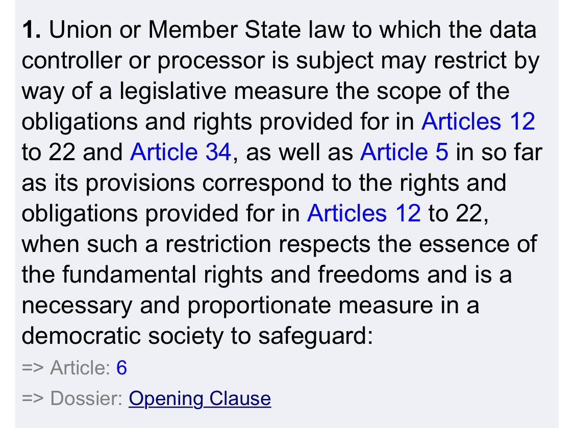 Let’s start off with the general proviso at the top of Art 23.1.No legal restriction which isn’t necessary and proportionate is valid.Also no provision which strikes at the essence of the right of access can be lawful, even before necessity is considered.