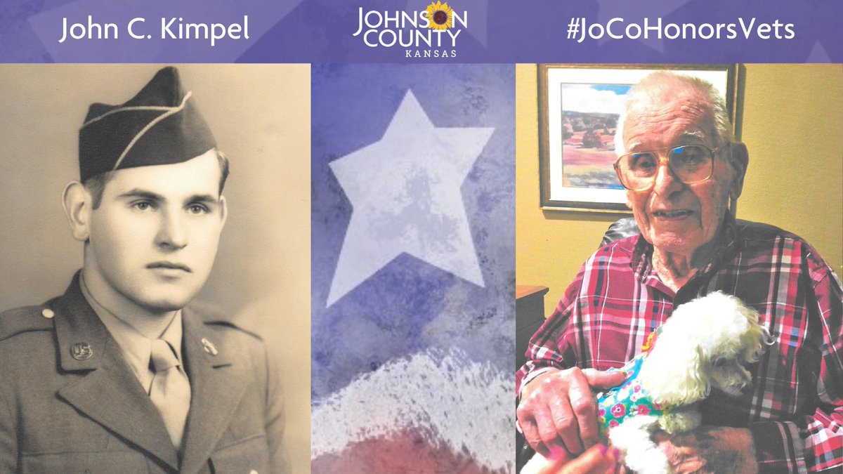 Meet John C. Kimpel who resides in  @CityofShawneeKS. He is a World War II veteran with a Purple Heart and Bronze Star who served in the  @USArmy. Visit his profile to learn about a highlight of an experience or memory from WWII:  https://jocogov.org/dept/county-managers-office/blog/john-c-kimpel  #JoCoHonorsVets 