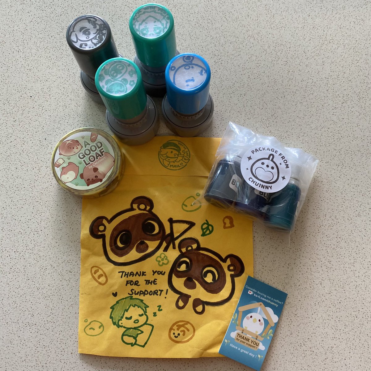 soapy_meimei's tweet photo. so these goodies arrived uh...2 weeks ago? eheheh. absolutely cute and making me slightly guilty for putting animal crossing aside. @chuinny thankkies so much for these absolutely adorable goodies. yes I cut out your adorbs art and will paste into my bujo. too precious to toss ♡ https://t.co/zIZwcARask