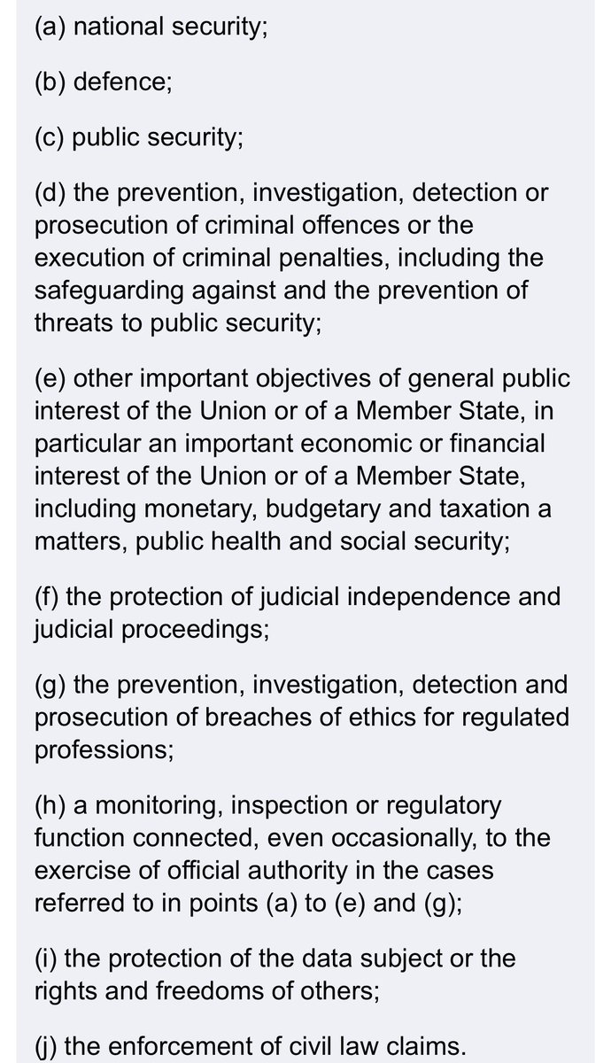 So now let’s take a look at the stated purpose of the restriction: “to safeguard the effective operations of Commissions and the future cooperation of witnesses”And take a look at the listed Art 23 acceptable purposes for which a right can be restricted.You will not see it.