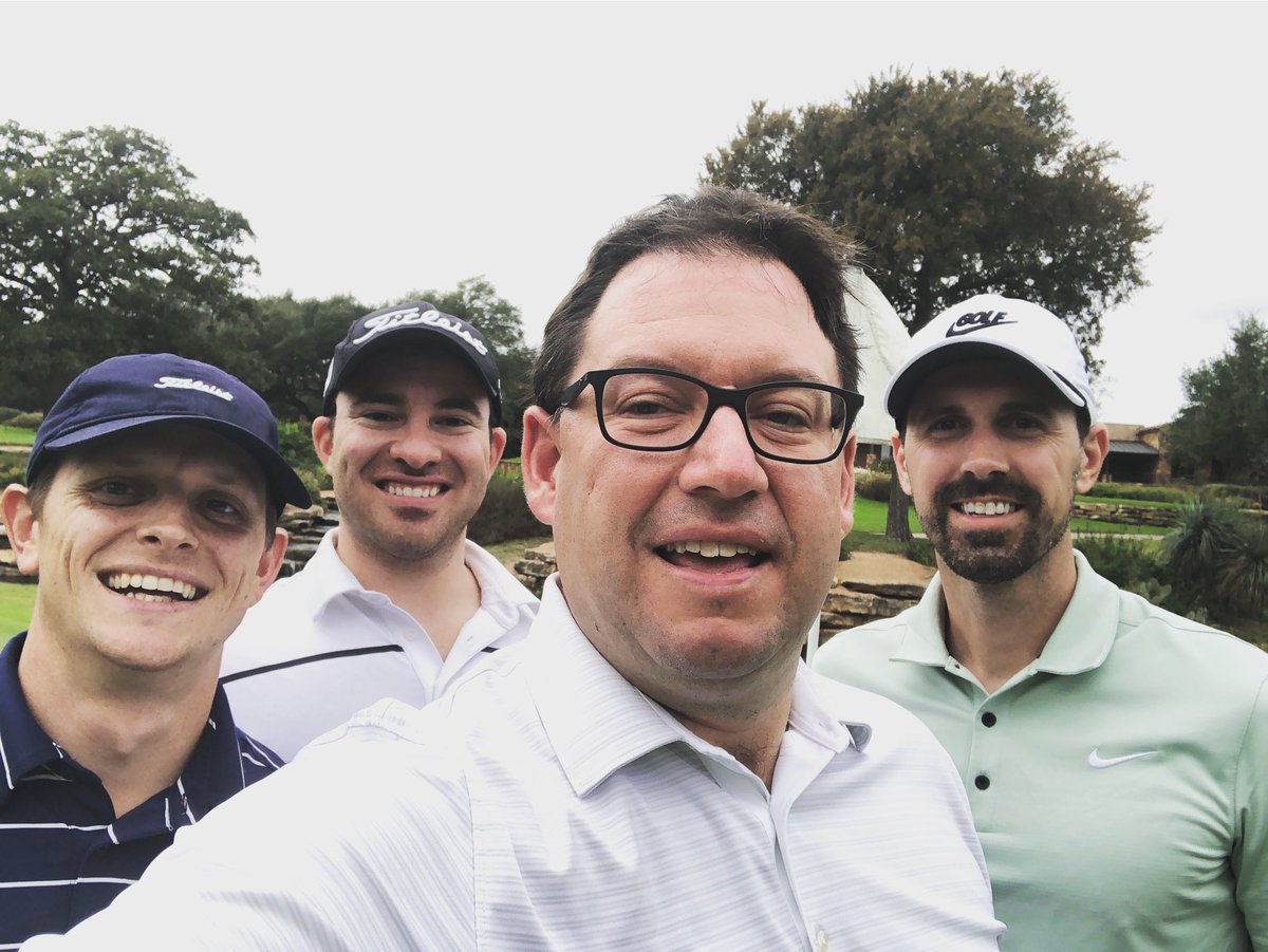 Weekend on the golf course! Husband of CA2 Dr. Regier, attending Dr. Hofkamp <a href="/HofkampMichael/">Michael Hofkamp, MD, FASA</a>, CA3 Dr. Koenneman, and CA2 Dr. Watkins. We are fortunate to have a department filled with people who really care about and get to know us as individuals.