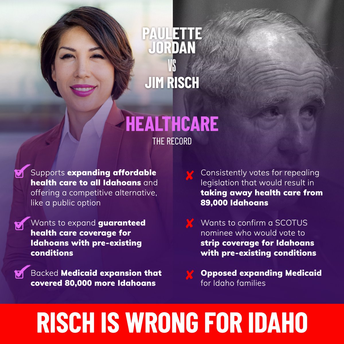 PauletteEJordan's tweet photo. We are in the middle of a public health crisis. Now is not the time to take away health care for tens of thousands of Idahoans with pre-existing conditions. I will work across the aisle to build on what we've got and make it work better for you.

#VOTE #Paulette2020 #idpol https://t.co/ZL6tY9PKH5