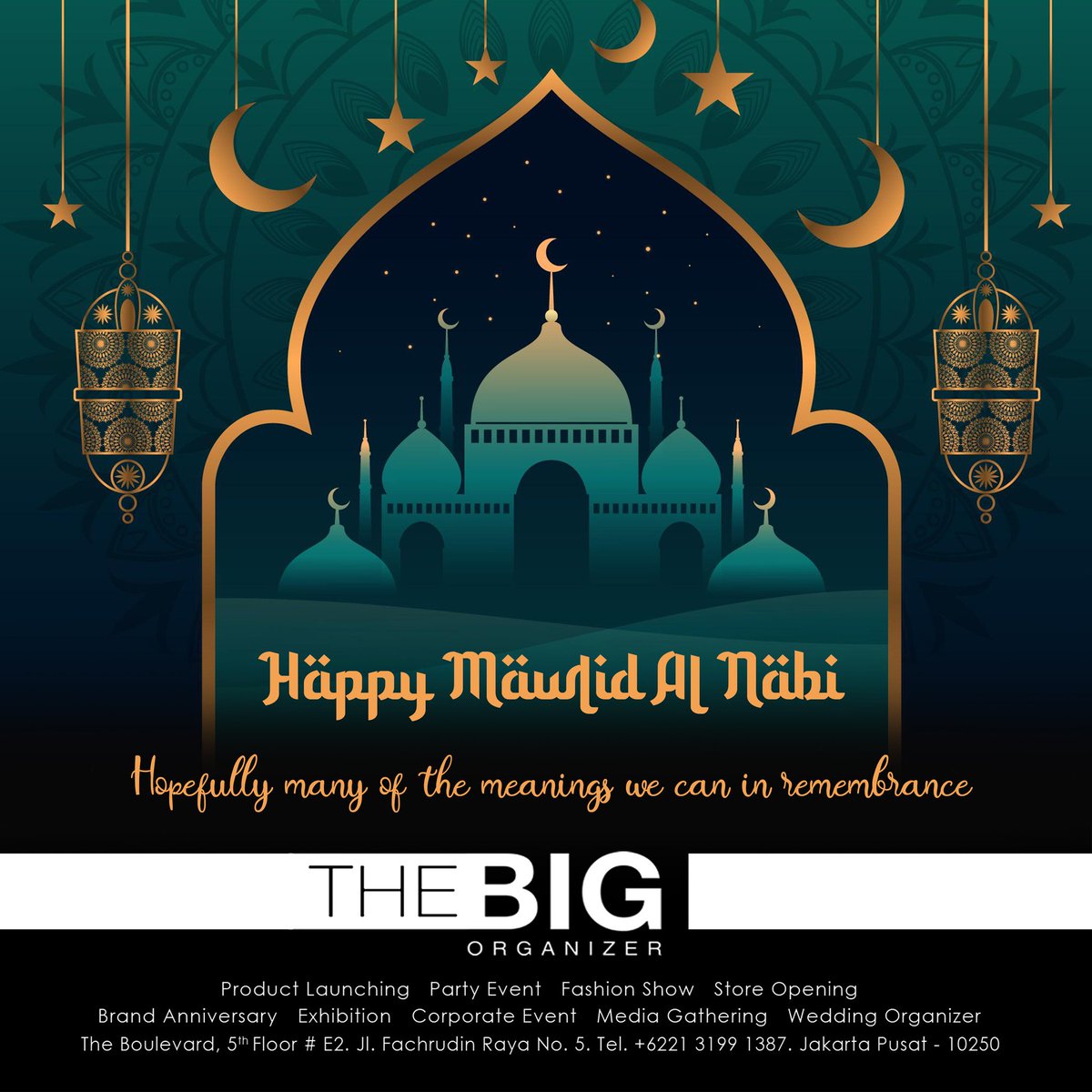 Selamat  Memperingati "Maulid Nabi Muhammad SAW 1442 H" 

"Allahumma sholli 'ala Muhammad wa 'ala ali Muhammad", yang artinya "Ya Allah, berikanlah rahmat-Mu kepada junjungan kami Nabi Muhammad dan keluarga Nabi Muhammad".

thebigorganizer.com