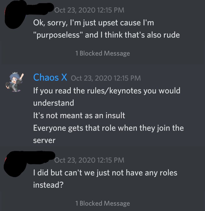 Who joined the server. I had him block a while back since he kept sending me invites to his server and was acting rude when I refused to, but that's another story for another day. Honestly, I hate to sound rude, but I hate to see that something like this was happening. (5/7)