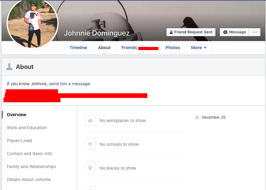 We also found other social media accounts that tied "Stealthy Steve" to the name John Dominguez. One of which was his now deleted Facebook, and another was his Facebook art account, which, conveniently, contained his address, which confirmed his name. Whoops!!6/