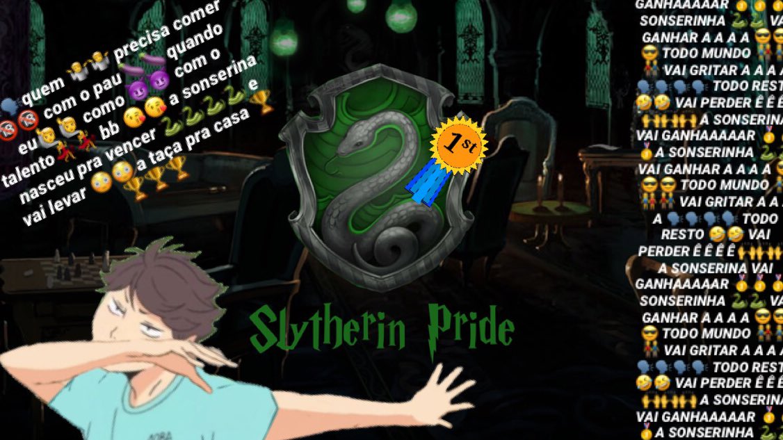 Kanbexdaisuke's tweet photo. É COBRA 🐍 CONTRA 🤼 UM LEÃO 🦁 E ÁGUIA 🦅 UM TEXUGO 🦡 NO TORNEIO TRIBRUXO. 🧙🧙🧙 A MINERVA 👩‍🏫😱 NÃO PERCEBEU QUE A 👉 SONSERINA 🐍 JÁ VENCEU 🏅 DESDE ANTES DO EVENTO 🤩🤩🤩 AGORA GANHAMOS DE VEZ 🏆🐍🏆🐍🏆 COMEMORAMOS 🎉🎉🎉 OUTRA VEZ 😜 VAMOS TUDO PRO PUTEIRO💃🕺 https://t.co/XvnDqBW2Wt