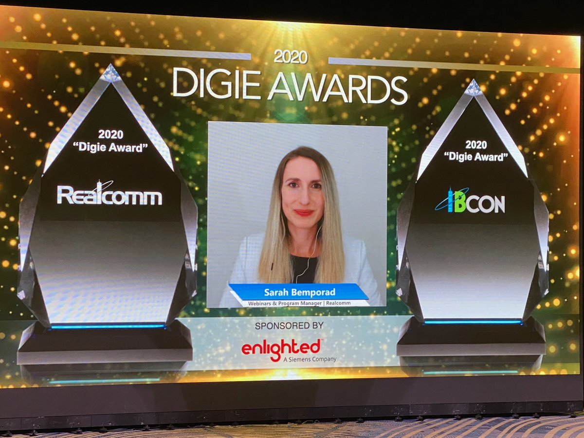 RealcommEvents's tweet photo. The #DigieAwards are happening now! Join us in celebrating RE tech innovators and visionaries leading strategic and digital transformational in commercial and #corporaterealestate.
Watch the livestream on https://t.co/IF66kbKHzp.
#RCIB2020 #CRE #commercialrealestate https://t.co/OtOwfZE4dS