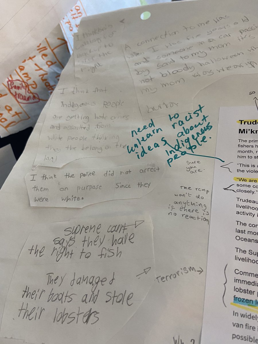 vanderclass's tweet image. Last week we analyzed provocations around the Mi’Kmaq fisheries-Ss made incredibly rich connections, inferences and asked powerful questions to drive further inquiry #knowledgebuilding #inquiry #fnmiED @FNMIEAO @DesmondHDSB @HDSBEquity @spattersonhdsb @Ms_E_Elliott @EtmanskiD