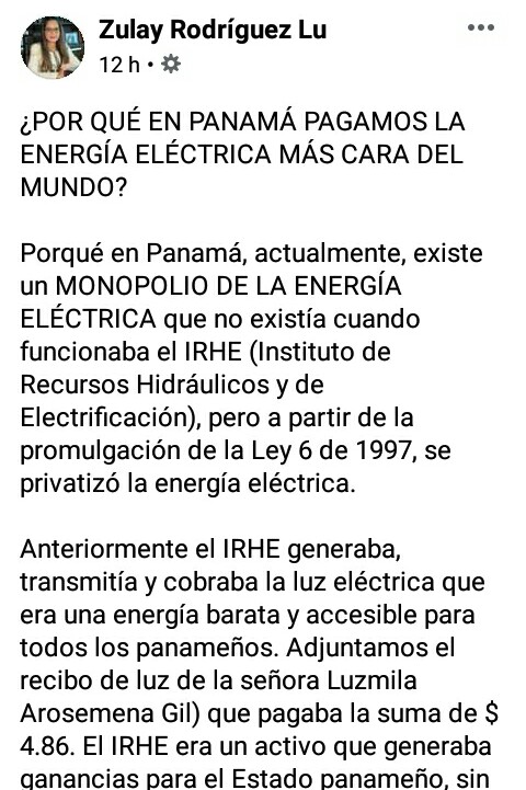 joseelseguridad's tweet photo. EL @PRDesPanama PRIVATIZO LA ENERGÍA ELÉCTRICA CON @PerezBalladares AHORA #ZULAY QUIERE ARREGLAR SU DAÑO @asambleapa? PERO #CALLO LA #DEFENSORA DE LOS POBRE DE PANAMA EL PROYECTO DE LEY 311 QUE #UNIFICA LA CAJA DEL SEGURO SOCIAL @CSSPanama Y MINISTERIO DE SALUD @MINSAPma https://t.co/LL5f6VrQLa