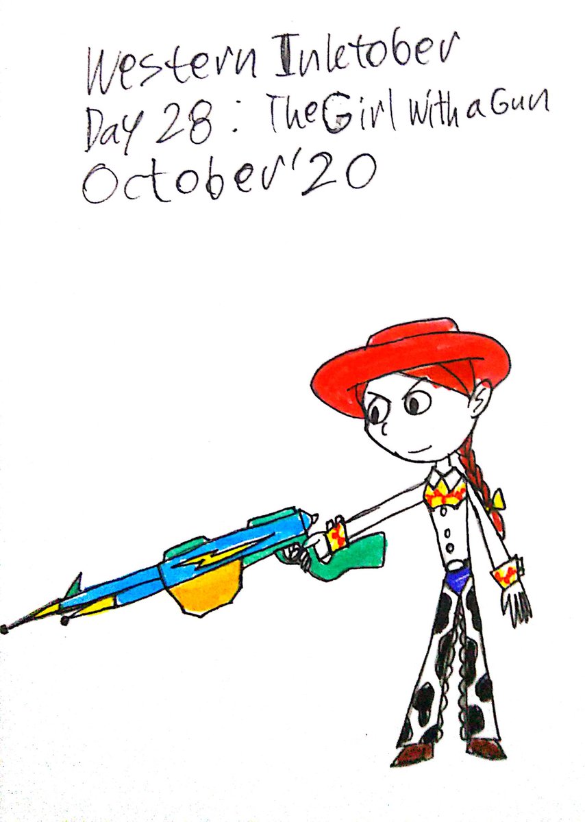 Jessie going to help them with her amazing guns. #toystory #toystoryau #toystoryfanart #toystorygreatseries #toystoryjessie #westerninktober #inktober #inktober2020 https://t.co/CJm1A9ROMh