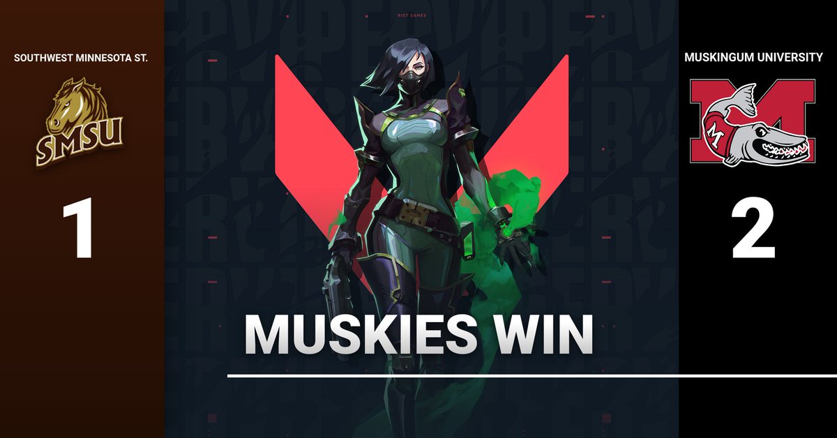 Muskies_Esports's tweet photo. Valorant picks up their first win of the season with a 2-1 comeback victory over @SMSUEsports!

Fantastic match by the team as they were able to rally after a poor first map. Hard work is paying off!

#DefendTheM #GoMuskies https://t.co/Pxzdx5CxKA
