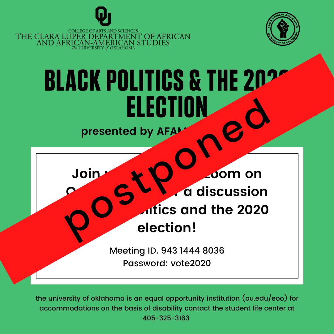 Postponed until further notice!