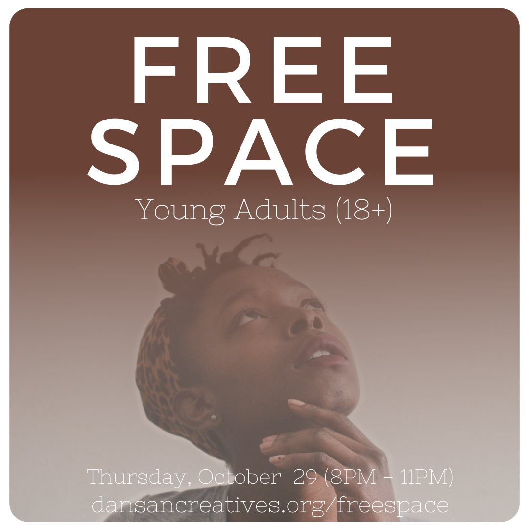 umdqasu's tweet photo. DanSan Creatives is hosting Free Space Oct. 29 &amp; Nov. 5 from 8PM-11PM for college students. These spaces are open processing spaces for individuals to connect with community members &amp; share thoughts/questions. For more info &amp; Zoom details, go to https://t.co/84NsCQo1Be. https://t.co/TYCLxge6ZA