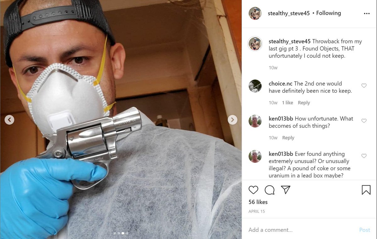 In terms of employment, John seems to work for a crime scene cleanup company. We do not know the specific company or group he works for, but we know they wouldn't appreciate him taking pictures of evidence and brutal crime and accident scenes. Please reach out with any info :-)