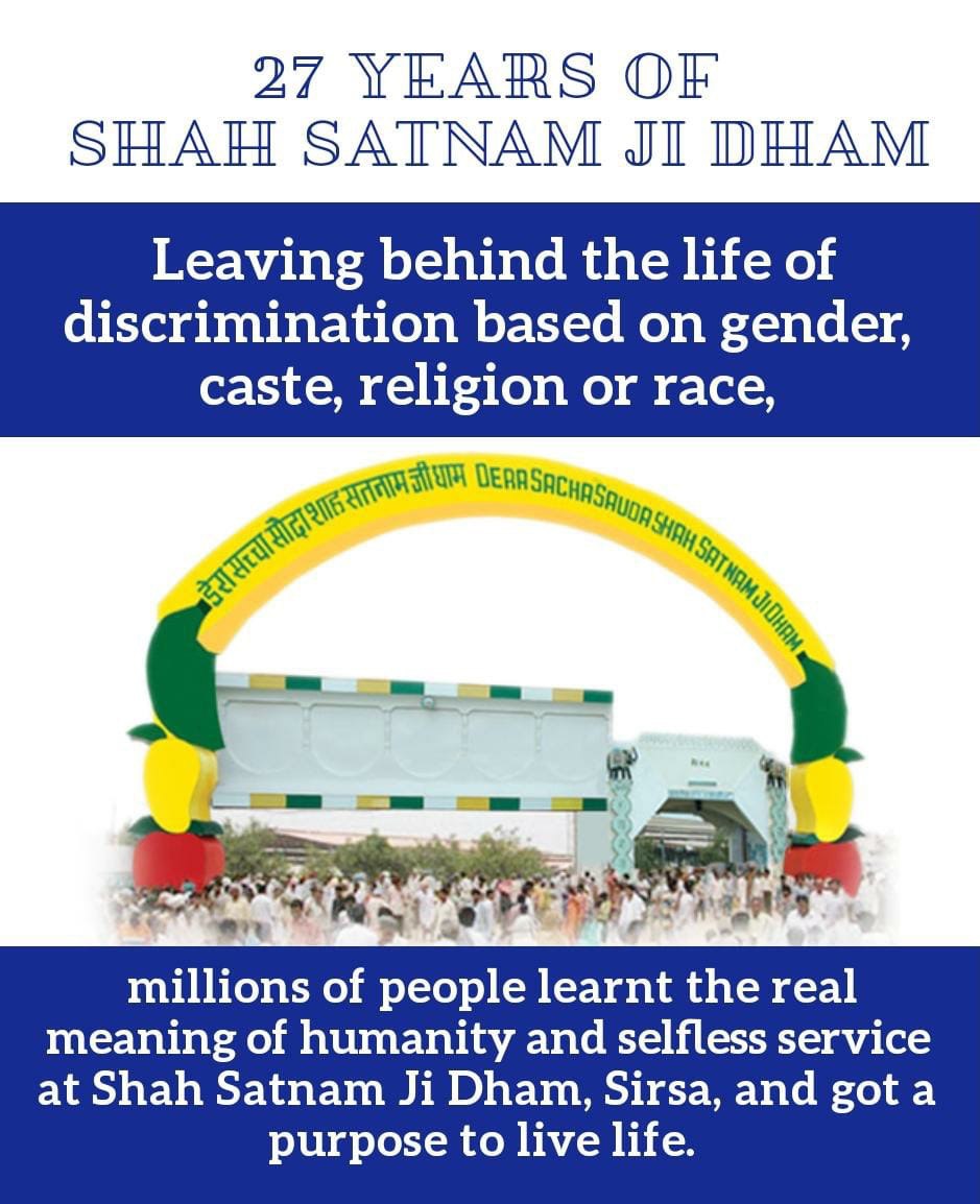 heenasingla15's tweet photo. #27YearsOfShahSatnamJiDham millions of people learnt the real meaning of humanity and selfless service https://t.co/GMC2WWTaK4