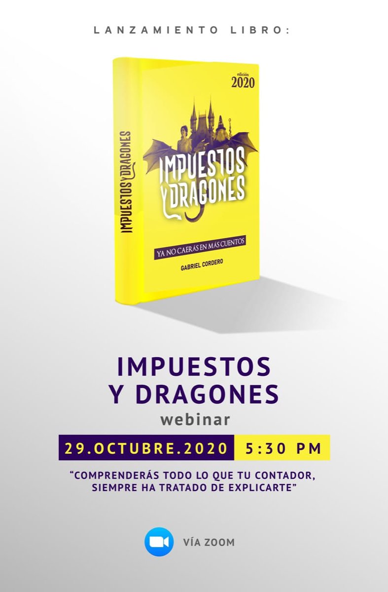 chonchetedragon's tweet photo. Los esperamos el día de mañana 29 de octubre a las 17:30 hrs a la presentación oficial del libro #ImpuestosYDragones a través de la plataforma zoom.

COMPRENDERÁS TODO LO QUE TU CONTADOR SIEMPRE HA TRATADO DE EXPLICARTE

Aquí la liga para que te conectes:
https://t.co/lNlepzBbZx https://t.co/cobAXg4uk8
