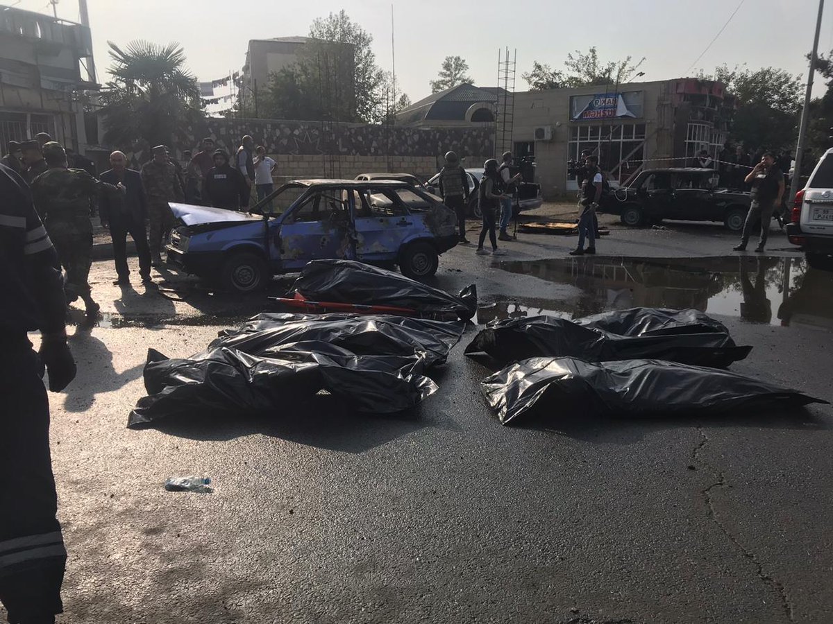 IamRhaj's tweet photo. On October 28th, at around 1 pm, the hostile armed forces using cluster bombs prohibited by international law launched attacks at densely populated Barda district areas, where trade facilities are located.
#StopArmenianTerrorism
#StopArmenianAggression
#PrayForBarda https://t.co/PwL1pnUyo9