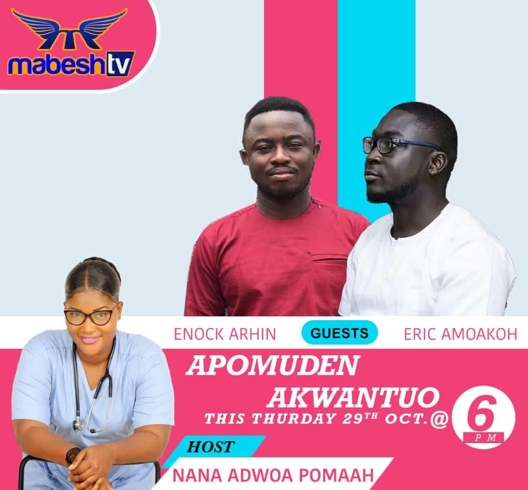 It’s another Thursday and we bring to you another edition of the Health educative program Apomuden Akwantuo live on Mabesh Tv today at exactly 6pm. Don’t miss out
@Abrantepayaw_ @TawfiqGonja @figo_anane @AAkwantuo @amoakodd @Zakeeyah13 @KofiKyei__ @zaakiofficial_